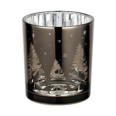 422516 Подсвечник рождественский LUKUT, стекло/коричневый/серебро, 88?100х88 мм