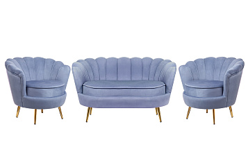 Комплект кресел и дивана ракушка Pearl Double Blue в Москве