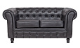 Диван из черной кожи Chesterfield Black Leather 2S