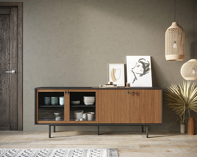 Комод со стеклянными и глухими дверками "Emerson" арт EM13