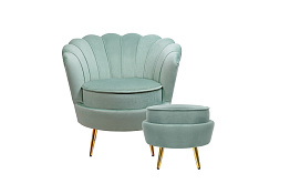 Кресло с пуфом ракушка Pearl Green в Москве