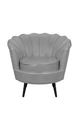 Низкое кресло ракушка Pearl Grey V2 на черных ножках