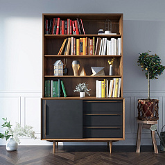 Стеллаж "Bruni" с дверками 1 арт BR-01Black