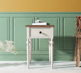 Тумбочка в стиле Прованс "Odri" с одним ящиками арт od2102 Белый