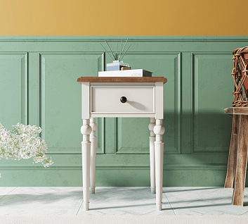 Тумбочка в стиле Прованс "Odri" с одним ящиками арт od2102 Белый