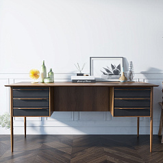 Рабочий письменный стол"Bruni Black" с ящиками арт BR47Black