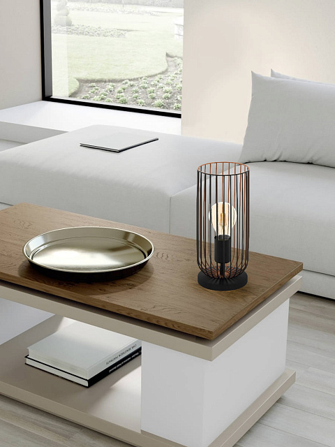 49646 Настольная лампа ROCCAMENA, 1х60W (E27), ?130, H310, сталь, черный, медь