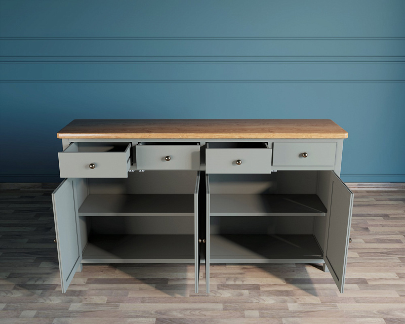 Комод "Jules Verne" 4 ящика 4 дверки серый арт JV37ETGG