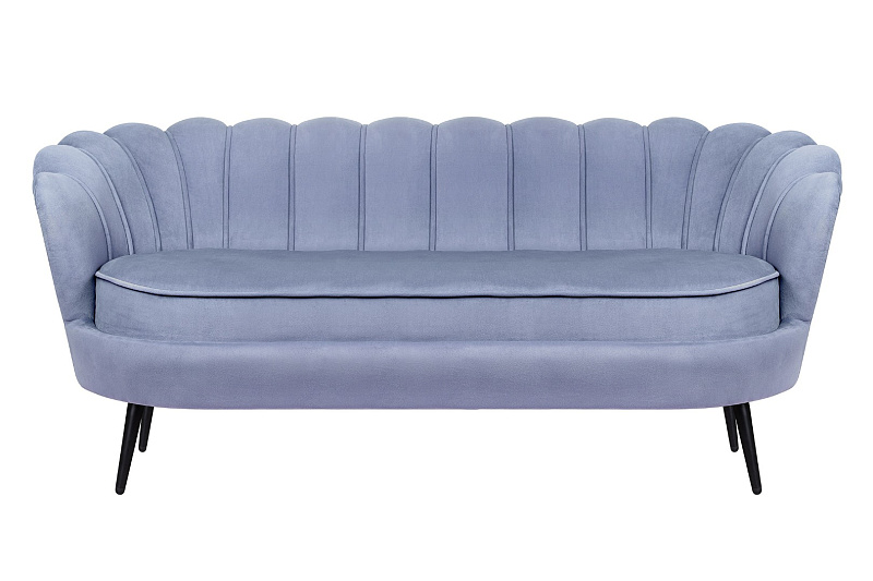 Диван ракушка для гостиниц Pearl Triple Blue на черных ножках