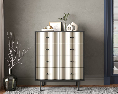 Комод на восемь ящиков "Emerson" арт EM20/milky/L