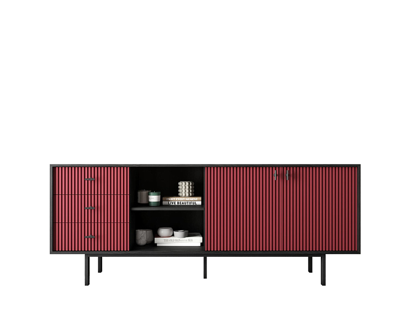 Комод с дверками и нишей "Emerson" арт EM15/red/L