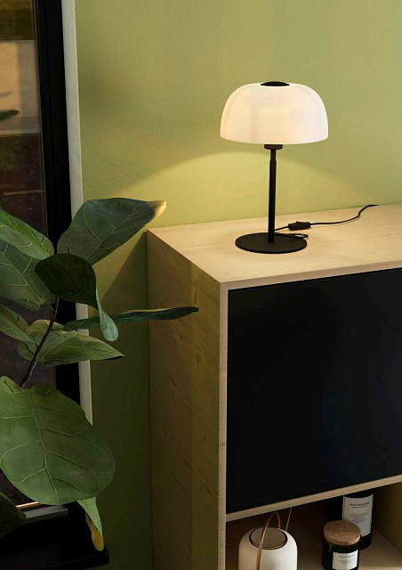  Настольная лампа SOLO 2, 1x40W(E27), сталь, черный, стекло, белый