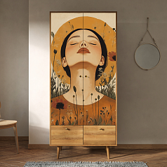 Шкаф двухстворчатый "Berber Art "Девушка и закат" арт BB16/Art09