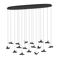 390353 Люстра диммируемая PARATEBUENO, 17X3W (LED), 3000K, 6460lm, L1480, B260, H2200, сталь, черный/сталь, пластик, черный никель, сатинированный