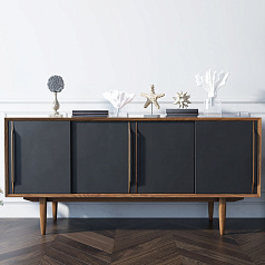 Комод "Bruni Black" четыре дверки арт BR23Black