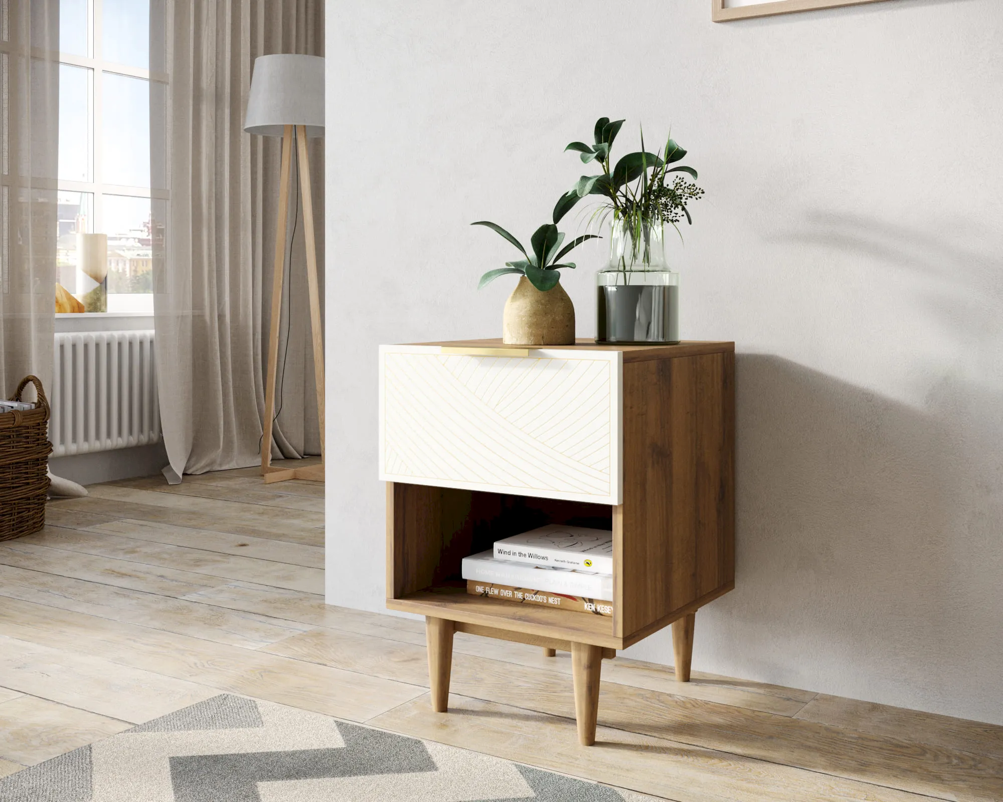 заказать Тумбочка с верхним ящиком "Лайн (Line)" LN10/GR1/beige