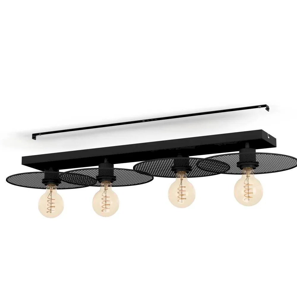 купить 43729 Потолочный светильник IKESTON, 4Х40W, E27, L950, B330, H120, сталь, черный