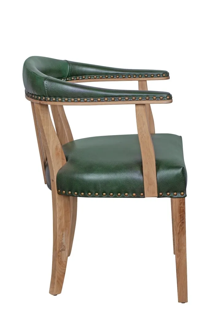 заказать Мягкий стул с подлокотниками Tanner Green Leather