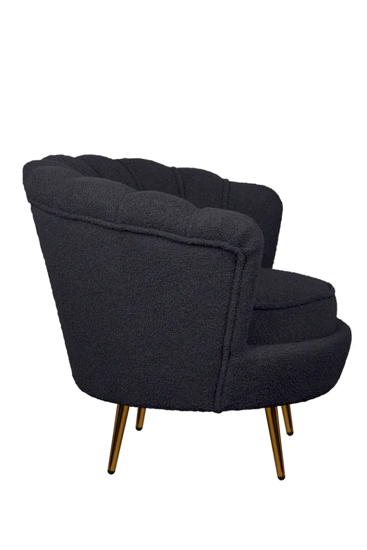 заказать Низкое кресло ракушка Pearl Black Boucle