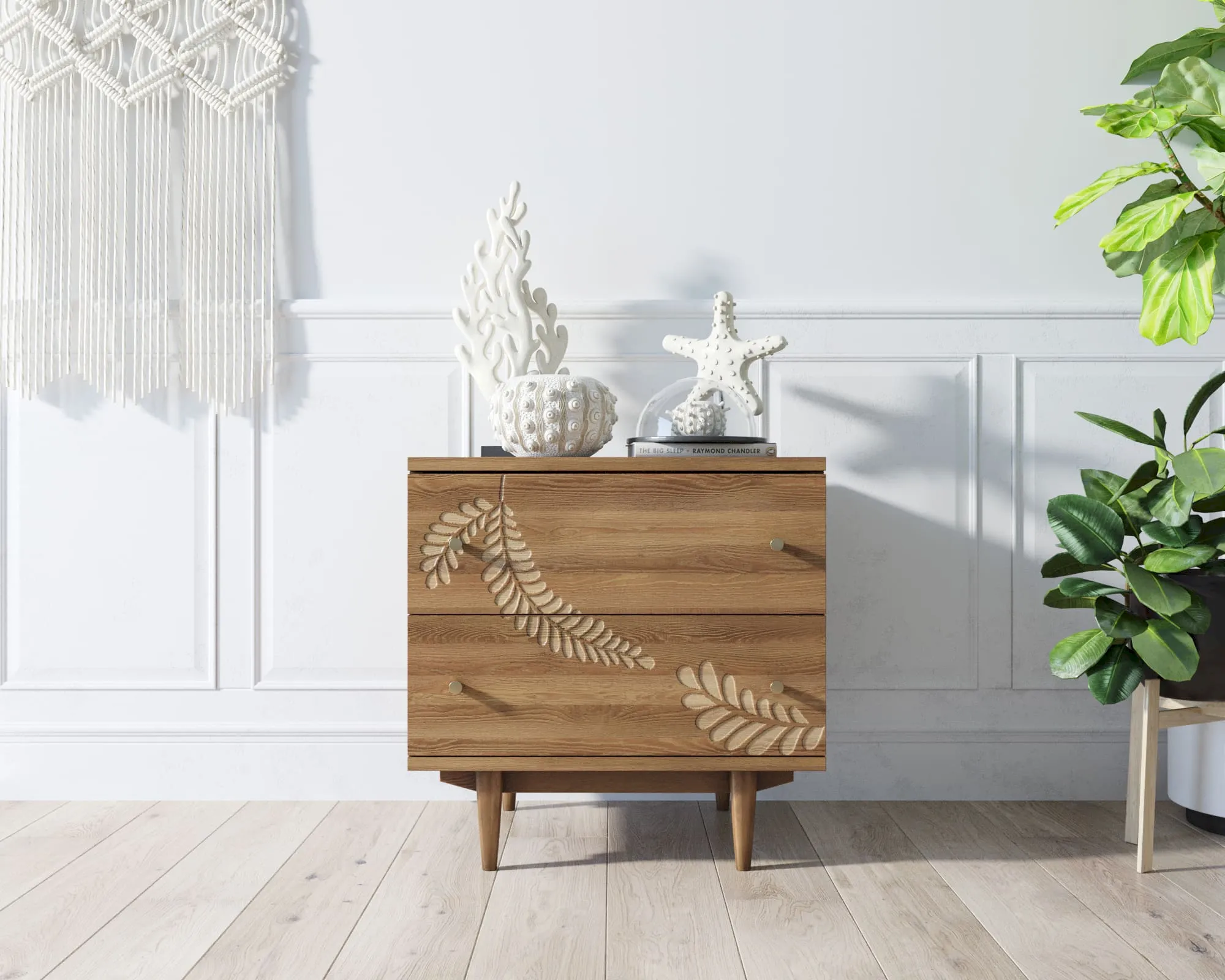 Комод "Boho" 2 ящика с растением арт BH05 в интернет-магазине