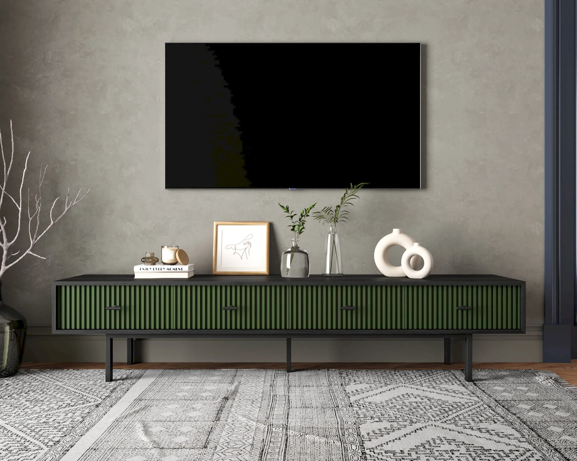 Комод с четырьмя ящиками под TV "Эмерсон (Emerson)" арт EM06/green/L в интернет-магазине