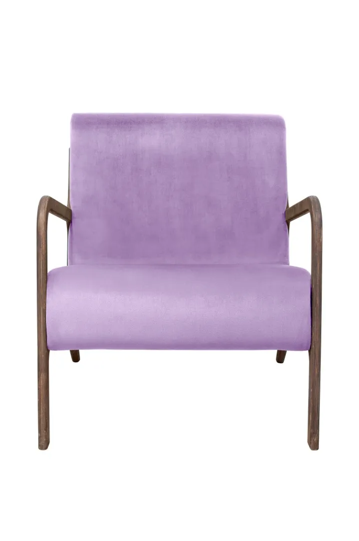 купить Низкое кресло с деревянными подлокотниками Mody Purple фиолетовое в Москве