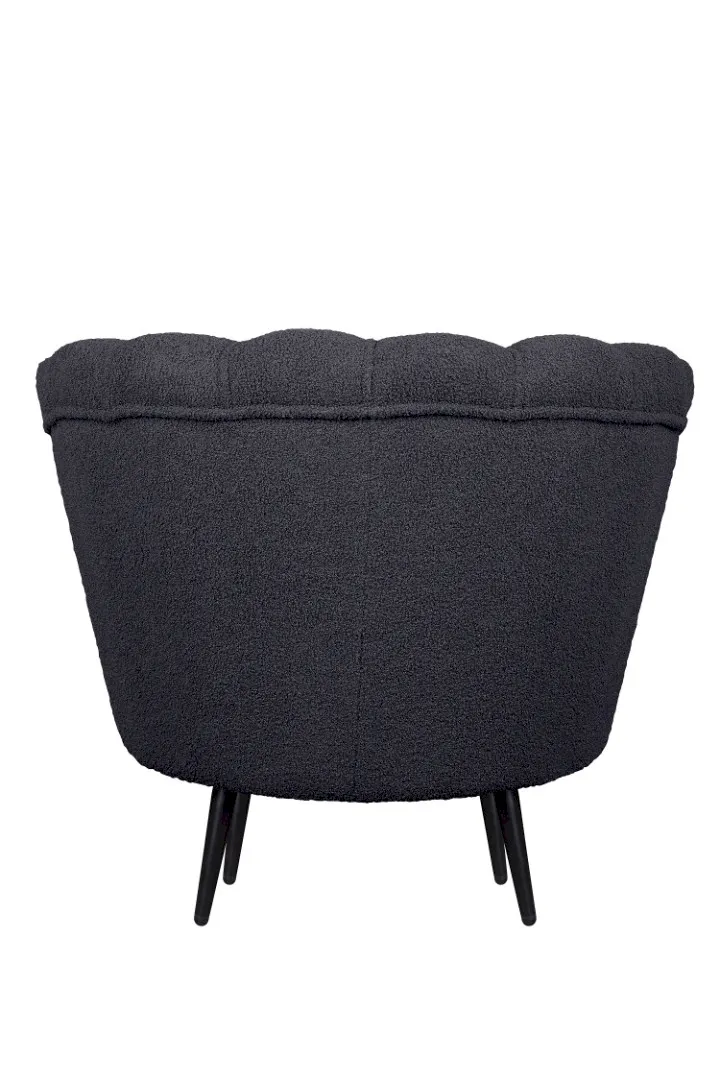 Низкое кресло ракушка Pearl Black Boucle на черных ножках в интернет-магазине в Москве Низкое кресло ракушка Pearl Black Boucle на черных ножках в интернет-магазине