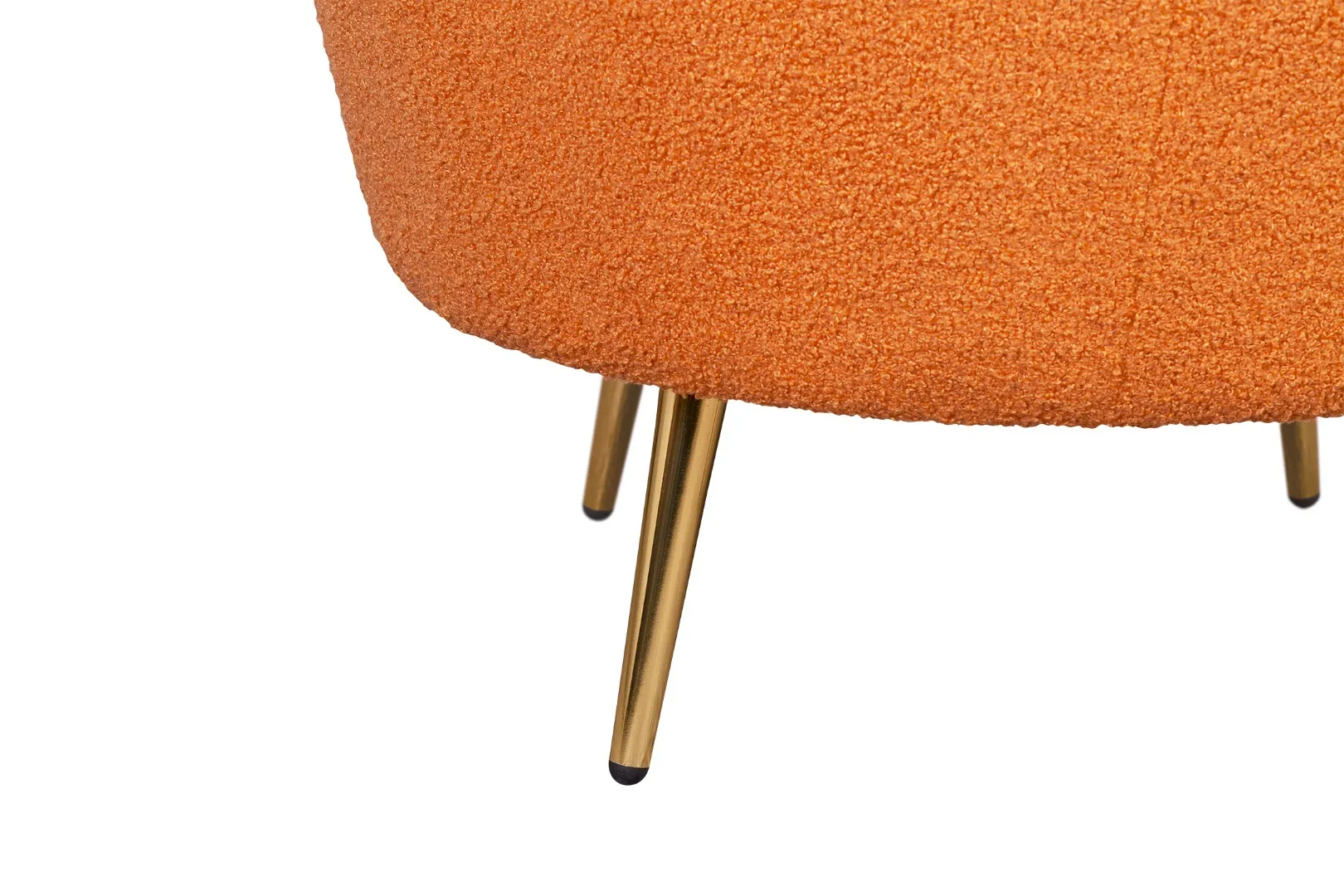 фото Низкое кресло ракушка Pearl Orange Boucle в интерьере