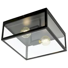 49392 Светильник потолочный CHARTERHOUSE, 2x60W (E27), 360х360, H160, сталь, черный/стекло, прозрачн на заказ