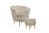 Кресло с пуфом ракушка Pearl Taupe №1