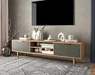 Комод "Лайн (Line)" с нишей низкий под TV R27/browngrey №2