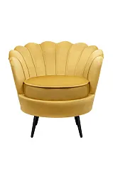 заказать Низкое кресло ракушка Pearl Yellow на черных ножках