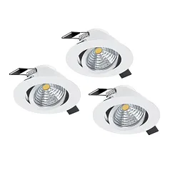 фото 33391 Комплект встраиваемых диммируемых светильников SALICETO, 3X6W (LED), 4000K, 1350lm, ?88, алюминий, белый / стекло, прозрачный, белый