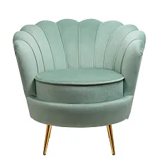 Низкое кресло ракушка Pearl Green в интерьере