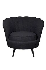 Низкое кресло ракушка Pearl Black Boucle на черных ножках в интернет-магазине