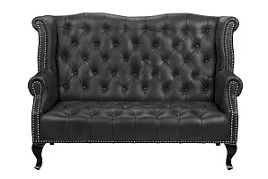 фото Кожаный дизайнерский диван лофт Royal Sofa Black в интерьере в Москве