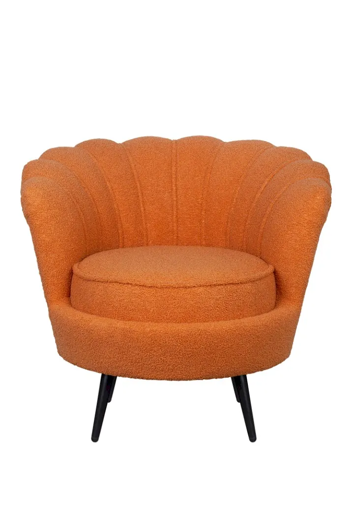 Низкое кресло ракушка Pearl Orange Boucle на черных ножках в интернет-магазине в Москве