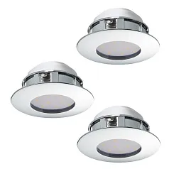 заказать 95822 Комплект светодиодных встраиваемых светильников PINEDA, 3х6W(LED), ?78, IP44, пластик, хром в интернет-магазине