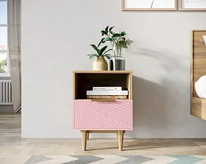 Тумбочка с нижним ящиком "Лайн (Line)" LN09/GR1/pink в интернет-магазине
