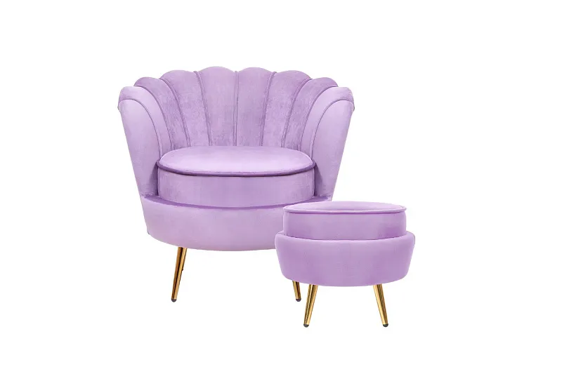 Кресло с пуфом ракушка Pearl Purple в Москве Кресло с пуфом ракушка Pearl Purple