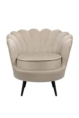 купить стильное Низкое кресло ракушка Pearl Taupe на черных ножках в интернет-магазине