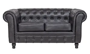 купить красивый Диван из черной кожи Chesterfield Black Leather 2S