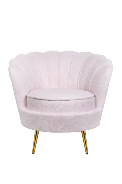 Низкое кресло ракушка Pearl Pink Boucle