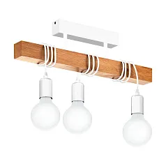 красивые 33166 Потолочный светильник TOWNSHEND, 3х60W (E27), L550, B105, H265, сталь, белый/дерево, коричневы
