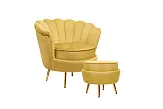 Кресло с пуфом ракушка Pearl Yellow №1