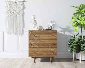 фото Комод "Boho" 3 ящика с растением арт BH04 в интерьере