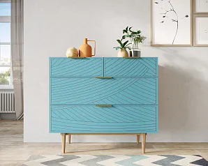 красивый Комод с четыремя ящиками "Лайн (Line)" LN14/GR1/blue в интернет-магазине