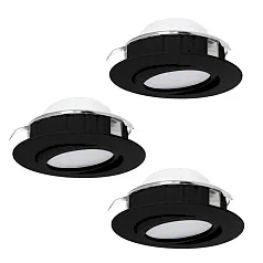 фото 900749 Комплект встраиваемых светильников диммируемых PINEDA, 3X5,5W (LED), 3000K, ?84, пластик, черный