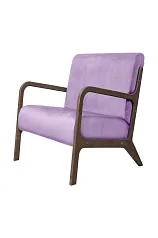 купить стильное Низкое кресло с деревянными подлокотниками Mody Purple фиолетовое в интернет-магазине в Москве