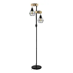 44081 Торшер TOWNSHEND 5, 2х60W(E27), L400, H1655, A250, сталь, дерево, черный, коричневый в интернет-магазине